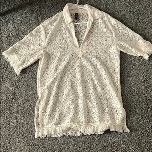 Cream Lace Cover-Up Top